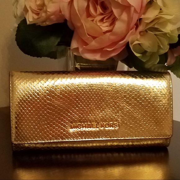 MICHAEL Michael Kors Handbags - STYLISH!  MK Snakeskin Embossed Clutch/Wallet